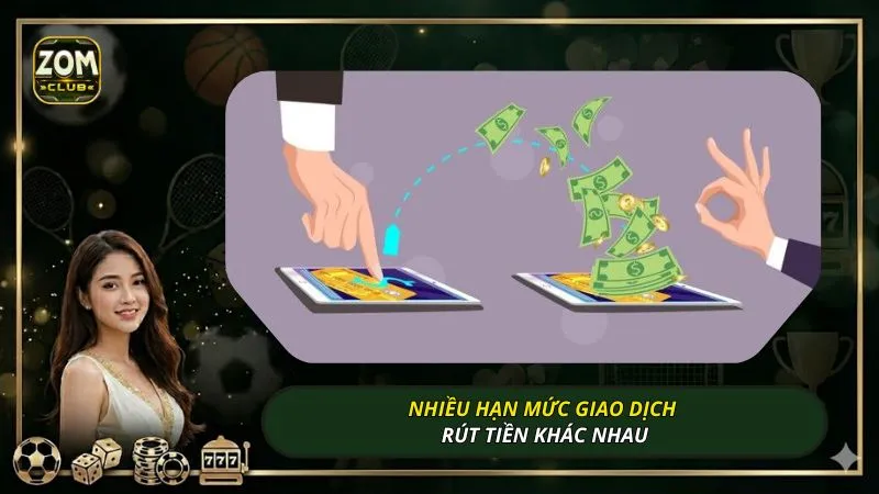 Nhiều hạn mức giao dịch rút tiền khác nhau